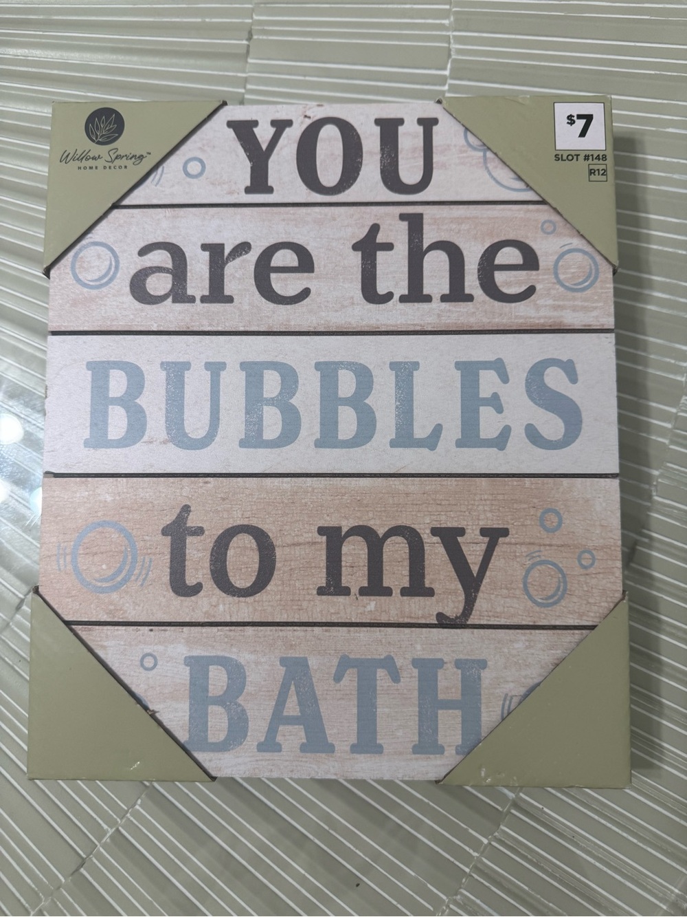 "You Are the Bubbles to My Bath" Wall Sign - Blue/Tan